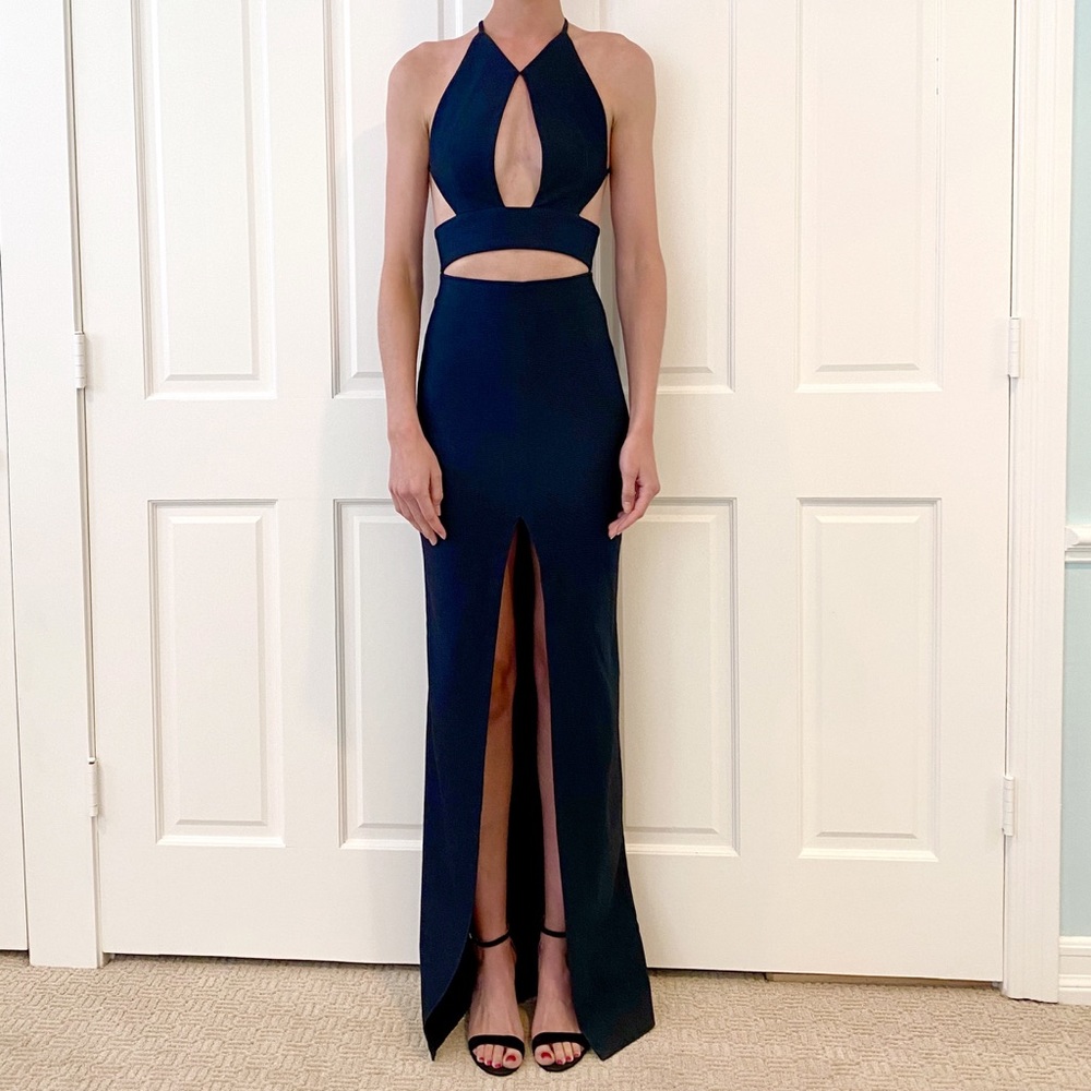 Navy Floor Length Formal Dress